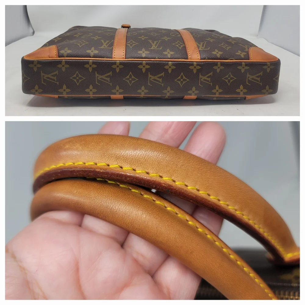 Louis Vuitton Porte Documents Voyage Monogram Canvas Briefcase Hand Bag Auth